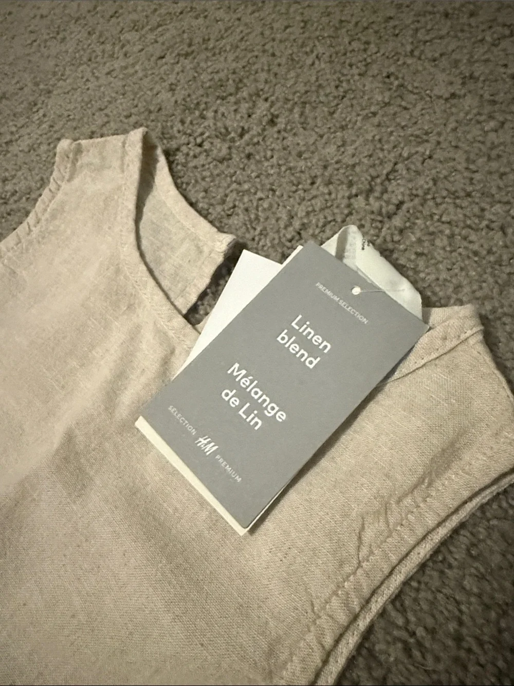 H&M Cream Ruffle Waist Linen-Blend Top and Wide-Leg Pants Set